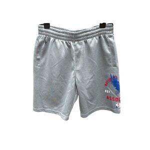 Men's NBA Gray Logo Basketball Shorts Elastic Waistband And Drawstring -  Size L